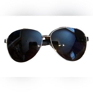 Kenneth Cole Reaction Aviator Sunglasses - Silver Frame with Dark Lenses